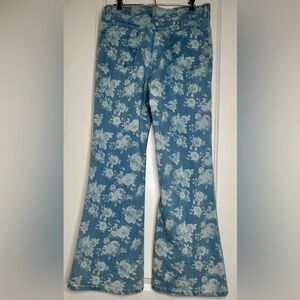 Madden NYC Jeans Floral Patterned Flare High Rise Jeans Size 15 Juniors Wide Leg